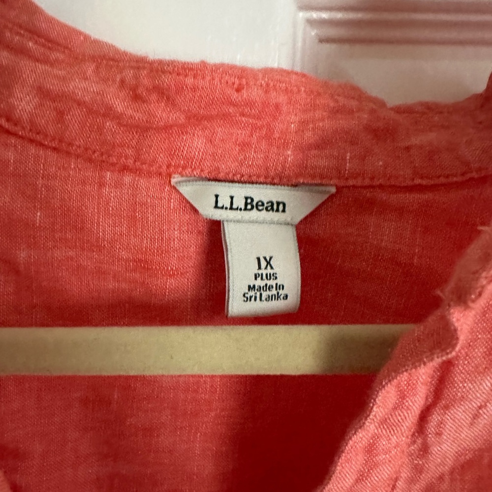 L.L. Bean Orange Casual Button Down Shirt Relaxed Fit - Picture 3 of 6